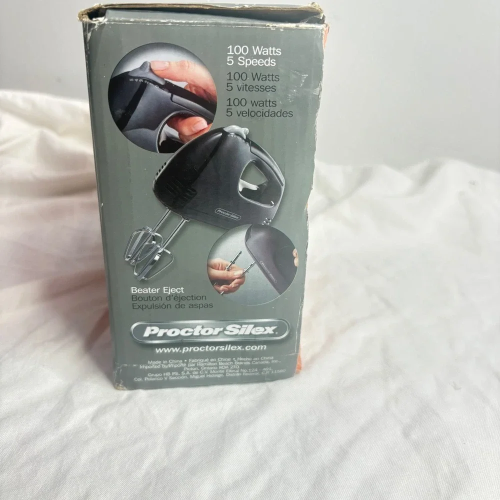 Proctor Silex Easy Mix Black Hand Mixer 5 Speed 100 Watts Durable